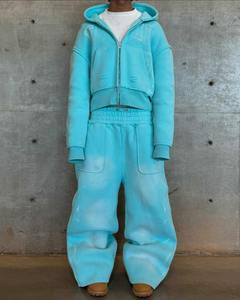 Conjunto Deportivo Personalizado de Alta Calidad, Chándal Holgado 100% Algodón, Sudadera con Capucha y Cremallera con Lavado Ácido y Pantalones Deportivos Holgados para Hombre - Product Image 5