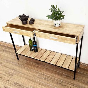 Modern Two-tier <b>Console</b> <b>Table</b> with Convertible Drawers Wooden Frame and Iron Frame <b>for</b> <b>Entry</b> Villa Hotel or Bedroom-CST045 - Product Image 4
