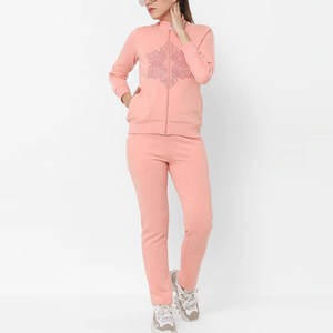 Elegante calle 2 piezas conjunto chándal personalizado Puff impreso chándal para las mujeres de gran tamaño de algodón polar al por mayor mujeres chándales - Product Image 6