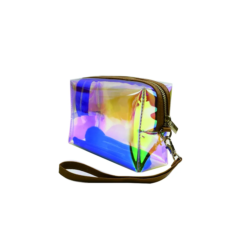 Holographic Transparent TPU Makeup Pouch Organizer Fashion Cosmetic Travel Large Toiletry Makeup Bag for Women