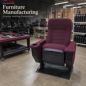 Fauteuil <span class=keywords><strong>de</strong></span> cinéma pour salles <span class=keywords><strong>de</strong></span> théâtre et auditoriums, avec dossier et accoudoirs rembourrés, porte-gobelet et base sur piédestal - Product Image 4