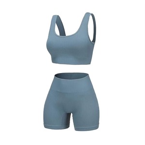 Conjunto Deportivo de Brasier Deportivo y Pantalones Cortos sin Costuras para Mujer, de Alta Calidad, Secado Rápido, Transpirable, para Gimnasio y Fitness de Verano - Product Image 4