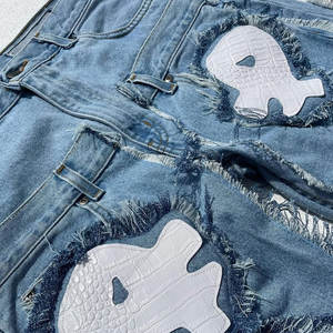 Jeans pour homme à jambe large, taille haute, coupe classique, teinture unie, 100% coton, fabrication au Pakistan, grande personnalité - Product Image 4