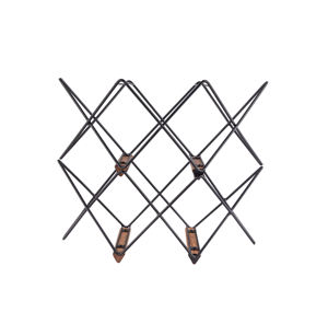 Porte-bouteilles moderne de haute qualité en forme de diamant |   Porte-bouteille de champagne en métal géométrique avec base en bois, facile à assembler et personnalisable - Product Image 3