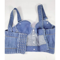 Nouvelle Collection Soutien-gorge en jean tricoté respirant et sexy, motif uni, 100% Coton, à armatures, demi-bonnet, coussinets amovibles pour Femme