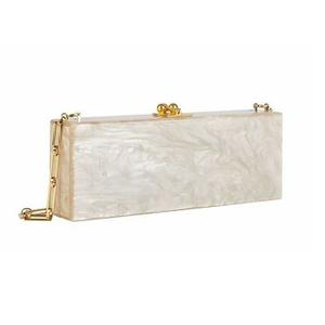 Atractivo bolso de mano de resina blanca MOQ bajo bolso de mano de resina hecho a mano de alta calidad para mujeres niñas embrague fiesta y boda uso - Product Image 1