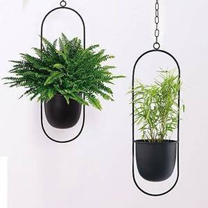 Maceta colgante de hierro con forma ovalada de diseño de lujo de la mejor calidad, Soporte de alambre de cadena, decoración de pared del hogar para plantar para jardín - Product Image 3