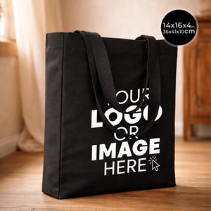 Wholesale Custom Black <b>Canvas</b> Tote <b>Bag</b> <b>Large</b> Capacity Solid Color Fashion Tote with Tassel Decoration Open Closure Type - Product Image 1