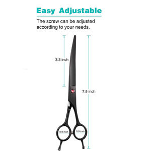 Tijeras Profesionales de Alta Calidad para Peluquería Canina, Acero Inoxidable con Recubrimiento de Polvo Negro, Hoja Curva Afilada, con Apoyo para Dos Dedos - Product Image 3