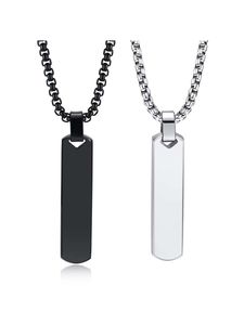 Collar con colgante de personalidad de Hip Hop de acero inoxidable 316, collar con colgante de tira larga rectangular chapado en oro para hombres - Product Image 5