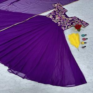 Último diseñador Faux Georgette bordado trabajo Anarkali Vestido por Fab Zone - Product Image 4