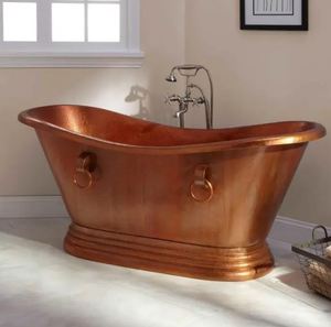 Bañera de doble zapatilla de cobre antiguo de lujo moderno Instalación independiente de alta calidad Diseño Clawfoot Baño Villas - Product Image 6