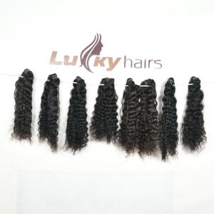 Vague d'eau indienne vierge brute cheveux humains Machine naturelle Double trame cheveux Remy non traités cuticule alignée avec des vagues profondes lâches - Product Image 6