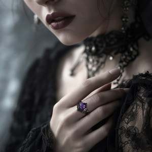 Jeulia Until Death Purple Rose Cut Hexagon Bat Wing Fashion <b>Ring</b> <b>Set</b> - Product Image 3