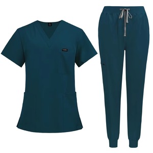 Uniformes quirúrgicos de hospital con logotipo personalizado para mujer/hombre/mujer, trajes de punto lisos para médicos, enfermeras, uniformes de tarifa al por mayor - Product Image 2