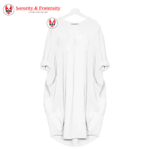Vestido Largo de Algodón para Mujer con Bordado de Delta Sigma para Hermandad |   Vestido de Algodón Bordado con Letras Griegas Personalizadas para Mujer - Product Image 2