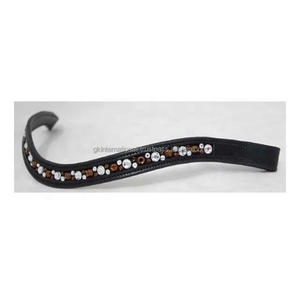 Banda de cuero para cejas de caballo, banda de cuero negro auténtico con diamantes de imitación de cristal, banda de cuero negro de última calidad, precio al por mayor - Product Image 6