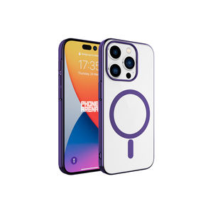 Coque en silicone compatible MagSafe Netzy Deep Purple avec design Pixel pour recharge sans fil pour iPhone 15 Pro et 13 Pro Max - Product Image 1