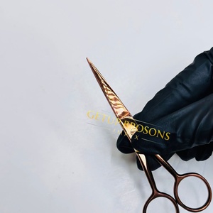 Ciseaux de coiffure professionnels en acier inoxydable couleur or rose, pour droitiers, ciseaux plats pour barbier, ciseaux à effiler pour franges, manche long 6H, 29 cm - Product Image 2