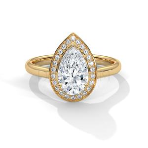 Lujoso anillo de compromiso de diamante Leb Original de Plata de Ley 925 para mujer, piedras de Halo con diamante de corte de cojín - Product Image 1