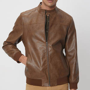 2025 Fine Quality High Street Veste en cuir de motard pour hommes Manches longues Col montant Veste en cuir zippée - Product Image 1