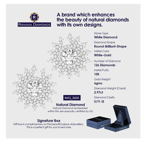 ต่างหูทองคำขาว10K ดีไซน์ใหม่ล่าสุดพร้อมเพชรจากอินเดีย - Product Image 3