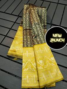 Sarees en soie Jacquard lourd de haute qualité avec bordure de tissage Jacquard doré vêtements indiens et pakistanais - Product Image 2