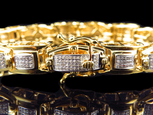 Pulsera de eslabones de calidad superior, K oro amarillo de 10, Diamante de laboratorio, patrón Rectangular, joyería de lujo para hombres - Product Image 2