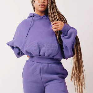 Servicio OEM, Conjunto Deportivo Informal de Lona para Mujer, Invierno, Color Sólido, Logotipo Personalizado, Conjunto de 2 Piezas, Precio al por Mayor - Product Image 6