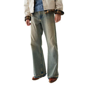 Custom <b>Flared</b> <b>Jeans</b> <b>Men</b> Women Classic Streetwear Raw Hem Vintage <b>Jeans</b> Pants Straight Leg Baggy <b>Jeans</b> <b>Men</b> 2025 - Product Image 2