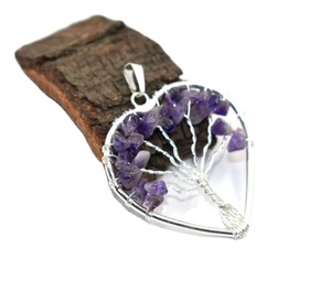 Meilleure qualité Offre Spéciale en vrac naturel améthyste arbre de vie collier pendentif fait main pour la fabrication de bijoux - Product Image 1