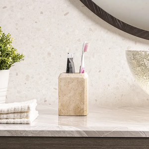 Elegante soporte para cepillo de dientes para el hogar moderno y uso familiar soporte para cepillo de dientes para una elegante organización de encimera uso hecho a mano - Product Image 3