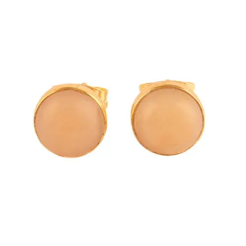 Hypoallergeen Sieraden Elegante 8Mm Ronde Natuurlijke Roze Opaal Vergulde Stud Oorbel Minimalistische Mode Handgemaakte Dames Earring