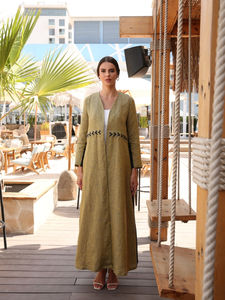 Vente en gros XXL Dubaï inspiré luxe vert Flair Abaya soie de haute qualité vêtements islamiques personnalisés pour adultes longue tradition - Product Image 2