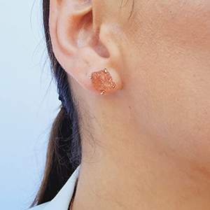 Classic Rose Gold-Plated Handmade Sunstone <b>Stud</b> Earrings 5-7mm July Birthstone Jewelry for Women Gift - Product Image 4