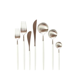 Juego de Cubiertos de Acero Inoxidable de Alta Calidad al por Mayor, con Mango Blanco y Baño de Oro, Vajilla Moderna de Lujo para Bodas - Product Image 2