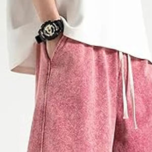 Custom Logo 100% Cotton Vintage French Terry Acid Wash <b>Shorts</b> for <b>Men</b> Mid Waist Knee Length Solid Pattern Blank Cotton <b>Shorts</b> - Product Image 3