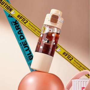 Bouteille d'eau isotherme portable en acier inoxydable pour enfants avec logo personnalisé, double paille, gobelet écologique, vente en gros - Product Image 3