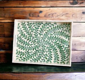 Plateau incrusté de nacre Plateau de service en bois Plateau de table basse Vente en gros - Product Image 4