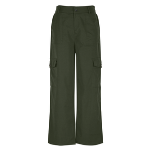 Dernier modèle de pantalon Cargo grande taille coupe droite pour femmes, décontracté, couleur unie, confortable, respirant, lavé, mi-tendance Nouveau - Product Image 1