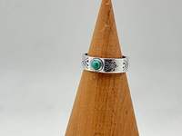 Bague turquoise en argent sterling de style occidental Bague pour homme faite à la main Pierre précieuse blanche traitée thermiquement Cadeau d'anniversaire parfait