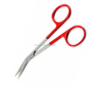Iris 12cm Micro dentelé en acier inoxydable ciseaux de chirurgie dentaire cisailles chirurgicales coudées manuel certifié CE OEM marque privée - Product Image 2