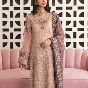 Pakistani & Indian Party wear Embroidered Dresses for Ladies New High Quality Hot Fashion 3 Pieces Party Dress Suits