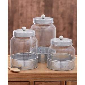 Decorative Storage Galvanized <b>Canister</b> <b>Set</b> With Minimalist Farmhouse Accents Making <b>Kitchen</b> Organization Stylish And Easy - Product Image 4