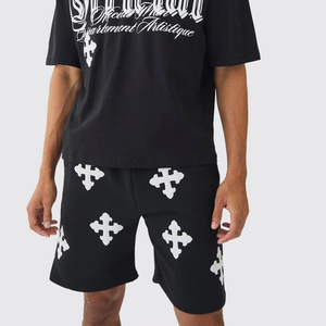 Wholesale New Custom Oversized Black Color <b>Men's</b> 2-Piece T-<b>Shirt</b> & Shorts Set Gym & Workout Outfit <b>Men's</b> <b>Beach</b> T-<b>Shirt</b> & Shorts - Product Image 6