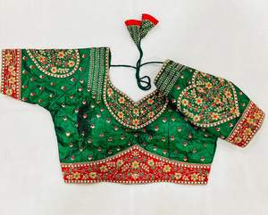 Chemisier bahuali à la mode en soie et or, broderie à fil lourd, chemisier prêt à l'emploi, vente en gros de Surat inde - Product Image 2