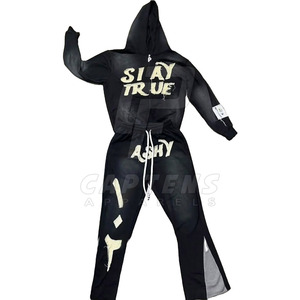 Bulk Quantity OEM Service Distress <b>Embroidery</b> Tracksuits Latest Style Distress <b>Embroidery</b> Tracksuits - Product Image 1