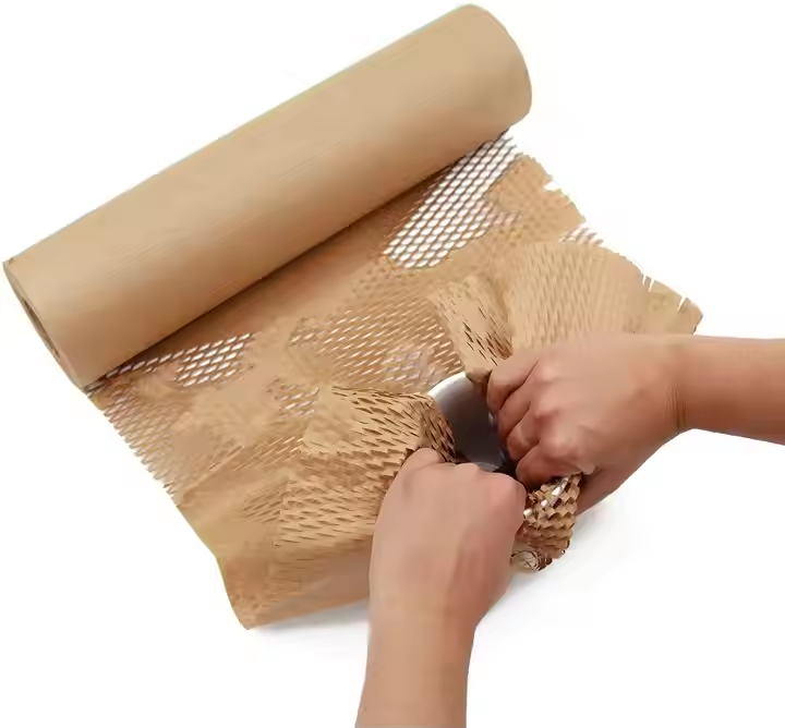 OEM Virgin Honeycomb Kraft Paper Wrap Roll Black/Brown Biodegradable Cosmetic Gift Wrapping for Transport Protective Cushioning