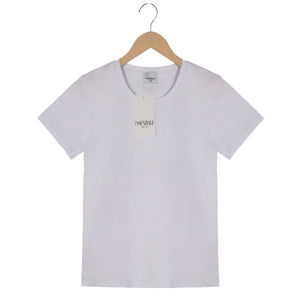 OEM personalizado Logo Apliques Mujer Slim Fit Camiseta Básica Top Verano 100% Algodón Unisex - Product Image 2