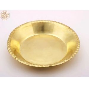 Assiette de service ronde en métal de grande capacité en laiton AK en finition polonaise Assiette unique pour décor de table/décor de cuisine - Product Image 2